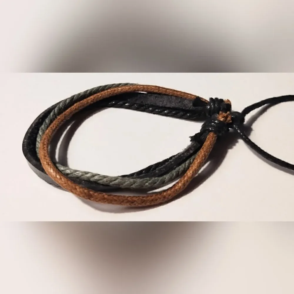 Men's bracelet leather layered new d86‎